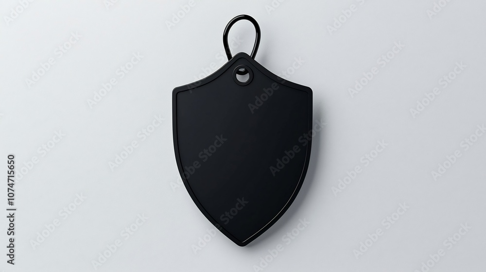 Leinwandbilder closeup of a glossy shield shaped tag with a strong loop attachment positioned on a plain white back