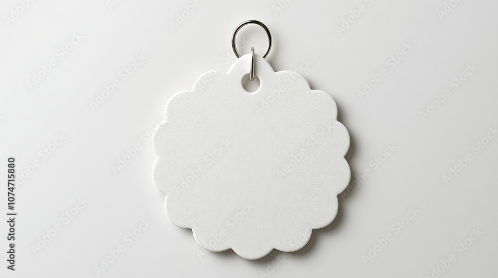 Poster elegant scalloped edged tag with a secure loop featuring a matte textured surface in a neutral color