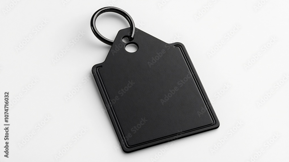 Fototapete Minimalist square tag featuring a matte surface reinforced loop and clean design ideal for organizational purposes and set against a crisp white background