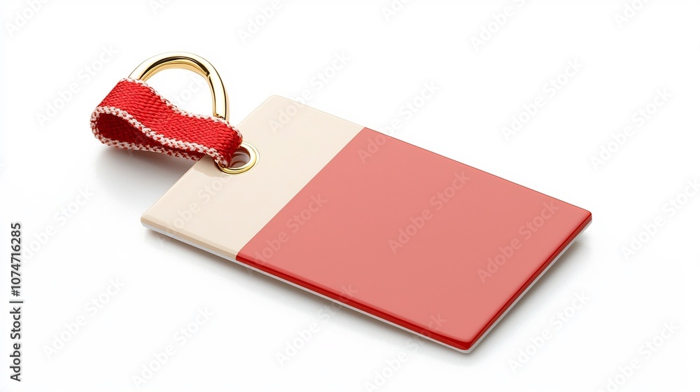 Leinwandbilder Luxury rectangular red and gold tag with a glossy surface and reinforced strap designed for high end product packaging premium branding and exclusive merchandise