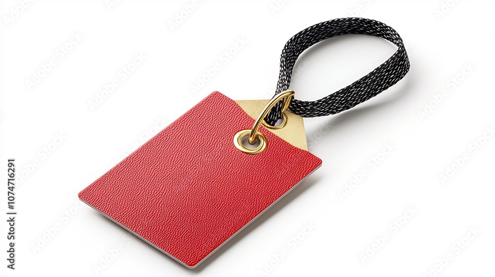 Aufkleber rectangular red and gold luxury packaging tag with a glossy surface and reinforced strap designed fo