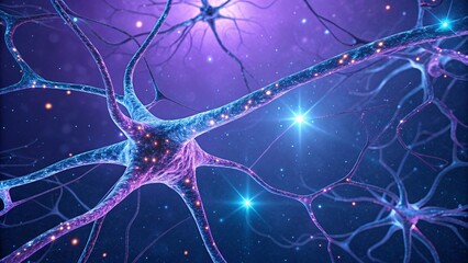 Futuristic Neural Network Glowing Neurons and Synapses in Vibrant Bioluminescent Detail V8