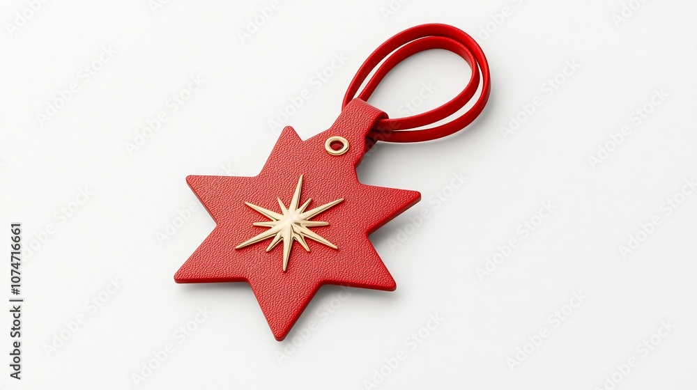 Leinwandbilder luxurious eight pointed star tag in red with elegant golden accents featuring a smooth premium textu