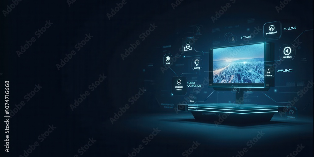 Poster modern computer interface for streaming and video