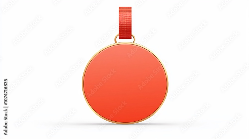 Leinwandbilder glossy red and golden circular badge with secure strap an elegant ideal for labeling identification 