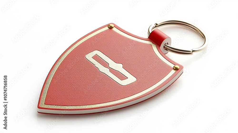 Aufkleber shield shaped red tag with golden accents and a sleek premium finish designed for secure attachment 
