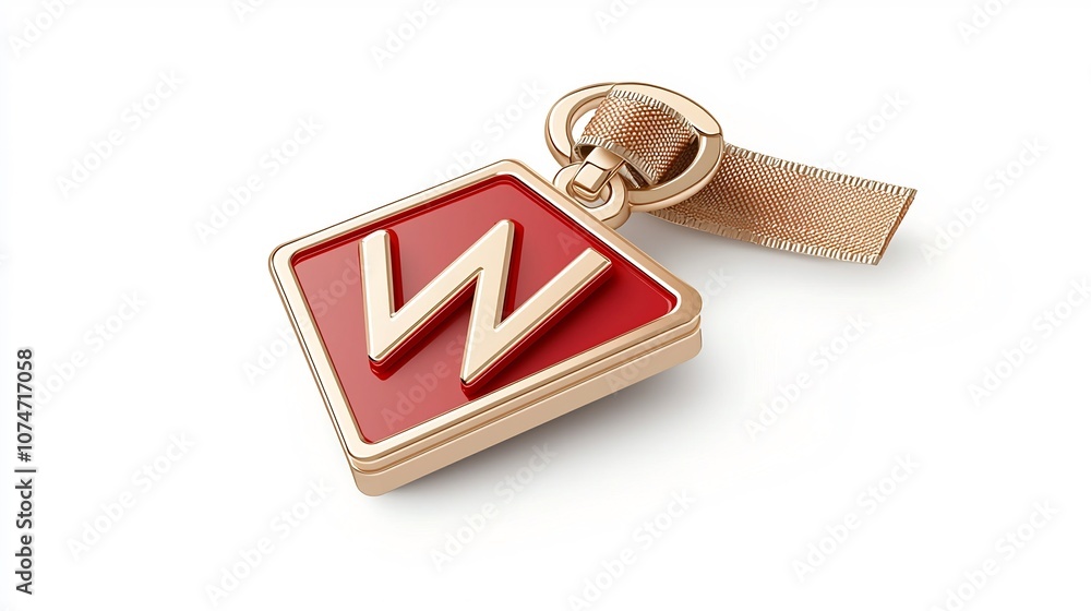 Leinwandbilder Elegant diamond shaped premium red and gold badge with matte texture and secure strap vector isolated on a white background suitable for marking products with elegance and luxury