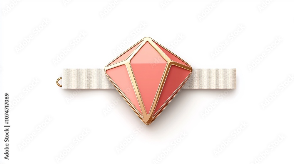Aufkleber Elegant red and gold diamond shaped badge with a matte textured surface and secure strap ideal for branding product marking or adding a premium seal of approval