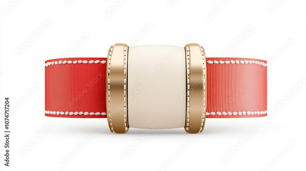 Fototapete beautiful and sophisticated red and gold ribbon style badge with smooth edges and a sturdy strap per