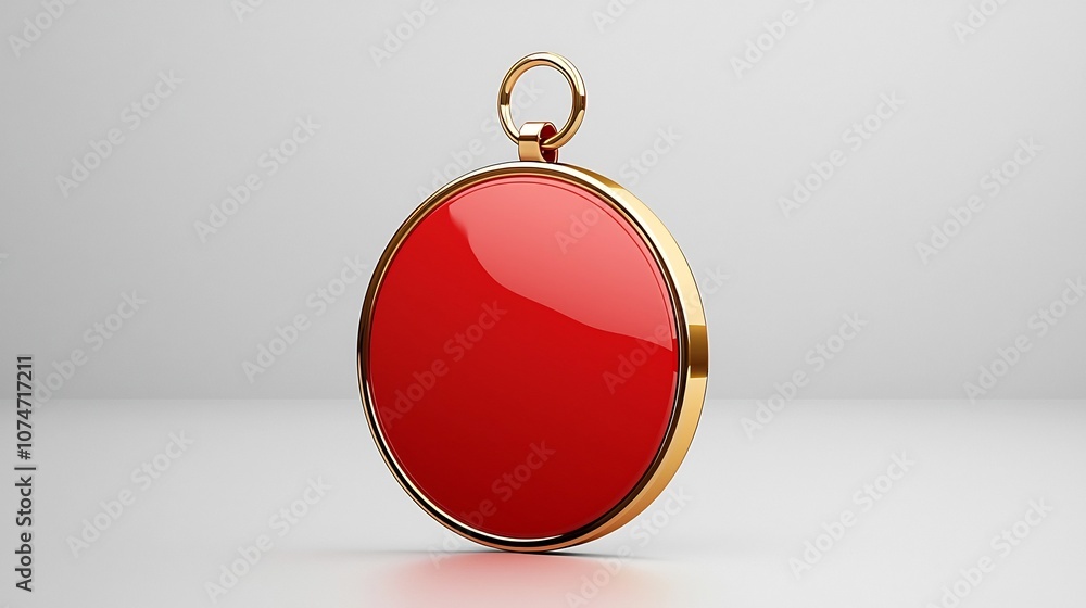 Leinwandbilder luxurious metallic red and gold circular badge with glossy surface and durable loop high end decorat