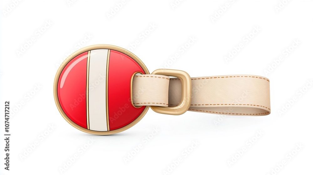 Aufkleber elegant red and gold ribbon style badge with smooth edges and strong strap isolated on white backgro