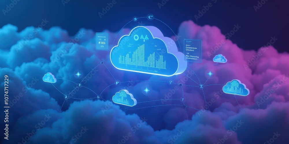Aufkleber cloud computing and streaming concept in modern design