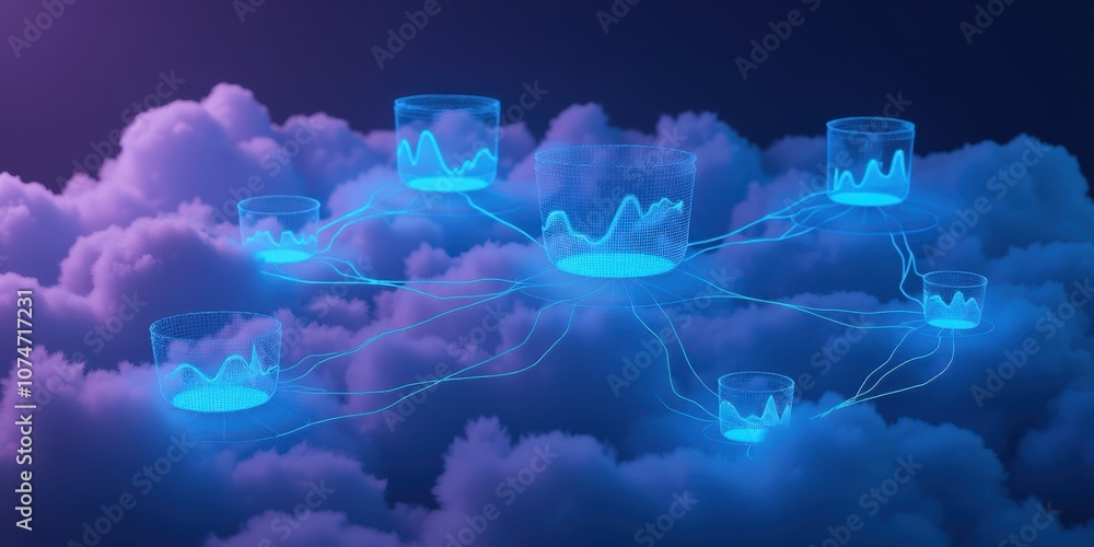 Aufkleber abstract cloud data streaming visualization