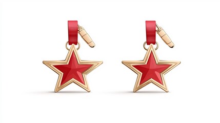 Elegant eight pointed golden star badge with a shiny metallic finish and durable strap perfect for product tagging branding and premium