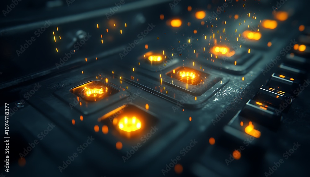 Aufkleber A close-up view of glowing computer processors with sparks, showcasing modern technology and intricate circuit design.