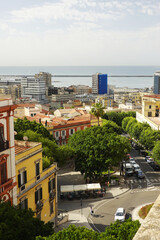 Panorama of Cagliari opening from the Bastion San Remy, Italy, Sardinia