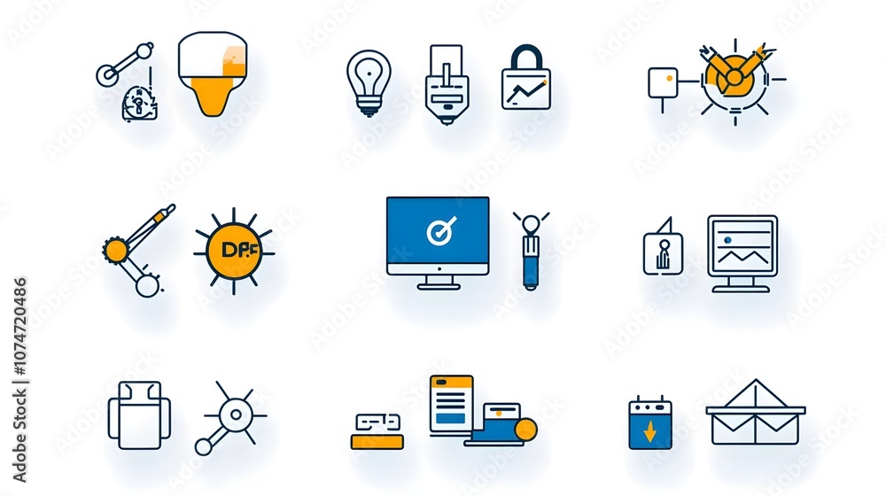 Aufkleber Comprehensive Set of Editable DevOps Icons Depicting Digital Workflow and Infrastructure Solutions for Optimizing Software Development and Processes
