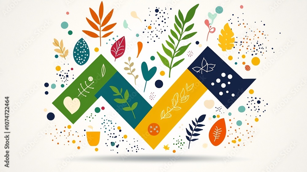 Aufkleber festive upward arrow graphic design featuring vibrant autumn leaves natural elements and a playful b
