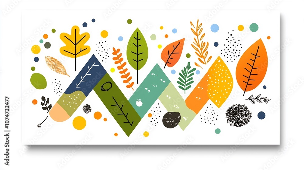 Leinwandbilder vibrant upward arrow graphic with autumnal leaves and playful splashes a dynamic and celebratory des