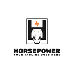 letter H horse power logo for speed gaming , electric company , energy