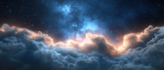 Explore the majestic beauty of cosmic clouds illuminated by stars in the night sky