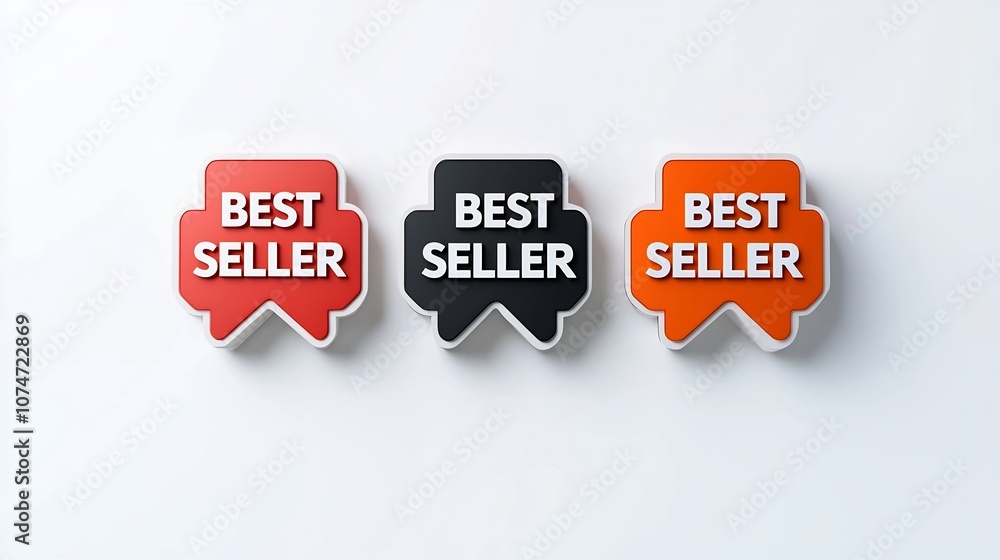 Aufkleber striking graphic icons of bold eye catching eight pointed best seller labels featuring a combination
