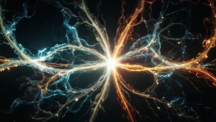 Obraz premium Stunning visual of electrical neurons connected through vibrant light pathways. Perfect for conveying concepts of communication, technology, and neuroscience