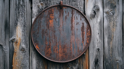 an empty circular vintage metal sign mockup