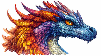 Pixelated Dragon Head Illustration