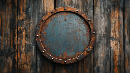 an empty circular vintage metal sign mockup