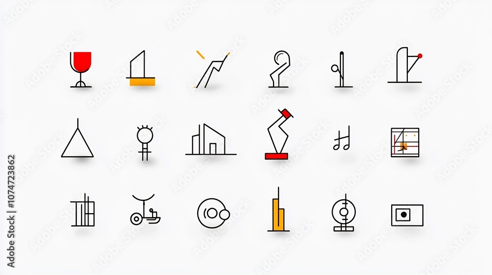Leinwandbilder a collection of minimalist art inspired line icons in format featuring stylized symbols for architec