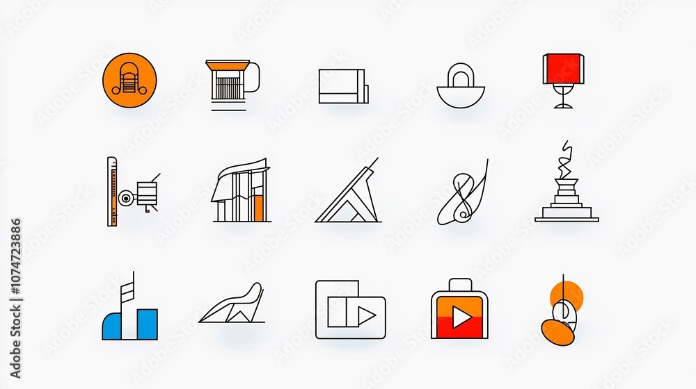 Leinwandbilder sophisticated collection of art inspired line icons in format featuring a range of symbols and eleme