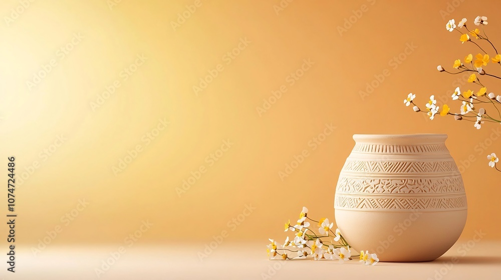 Aufkleber exquisitely crafted clay oil lamp with intricate patterns surrounding it emanating a warm and energe
