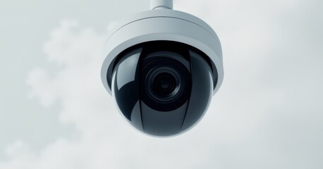 Modern Surveillance Camera On Background