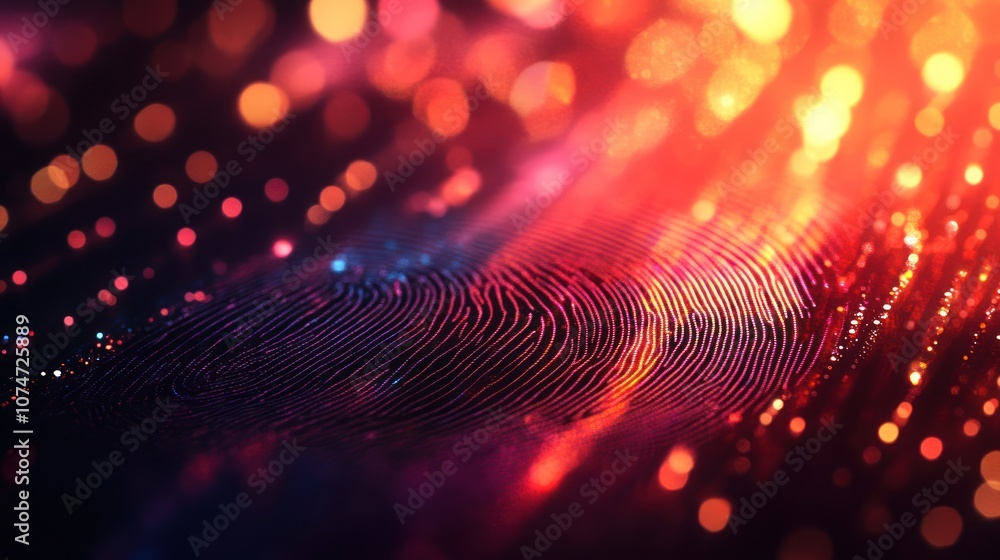Poster abstract fingerprint with bokeh lights