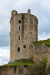 Ruined keep of the castle at Bricquebec, Cotentin, France