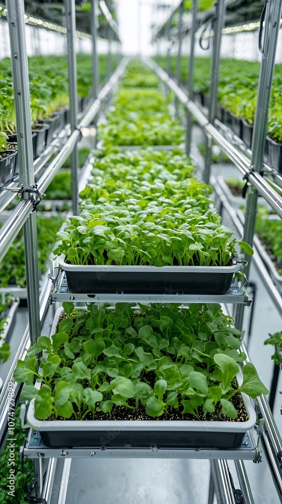 Aufkleber Carefully Managed Vertical Hydroponic System with Lush Leafy Greens Optimized for Precise Nutrient Levels and Lighting to Create an Efficient and Sustainable Indoor Farming Layout