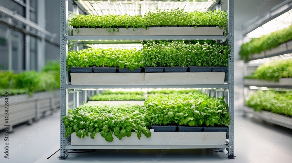 Aufkleber Cutting edge Vertical Farming Setup in a Multi Layered High Rise Structure