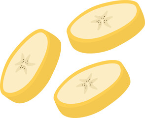 Slices of banana fruit cartoon illustration