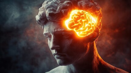 Glowing Brain Sculpture