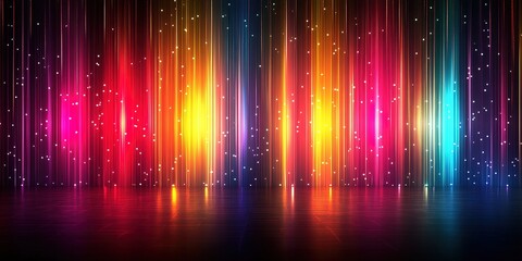 Vibrant Abstract Rainbow Color Background with Vertical Stripes and Glowing Lights &ndash; A Stunning Vector Design for Creative and Modern Visuals