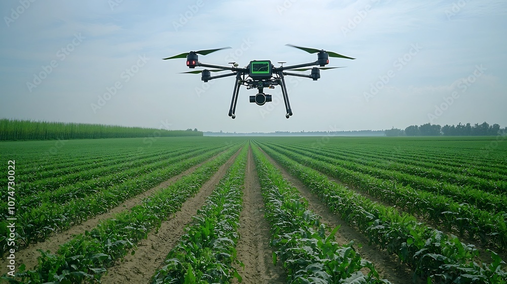 Aufkleber Aerial Drone Capturing Real Time Crop Data Above Smart Farm for Precise Analysis and Optimization of Cultivation and Care Practices