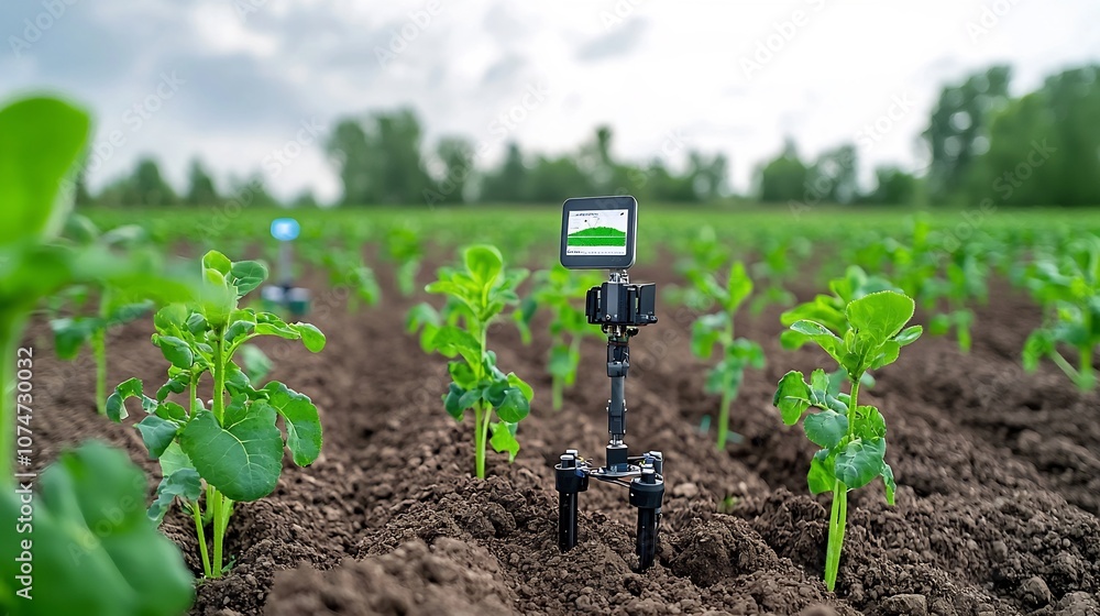 Aufkleber Advanced sensor system analyzing soil data and environmental conditions to intelligently manage water nutrient levels and other factors for optimized