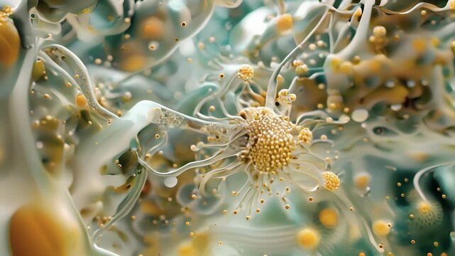 Detailed view of a lymph node medulla where mature lymphocytes gather and interact with antigenpresenting cells preparing to mount a defense against foreign invaders.