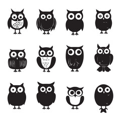 Fototapeta premium Owl In cartoon, hand-drawn flat style. image for social media, websites and UI. Isolated 2D vector design in logo, icon, sketch style, simple line vector, single color. AI Generative Art.