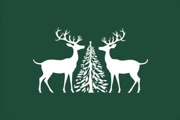 2 reindeer christmas stencil animal.