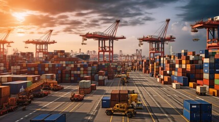 Cargo Containers at Sunset