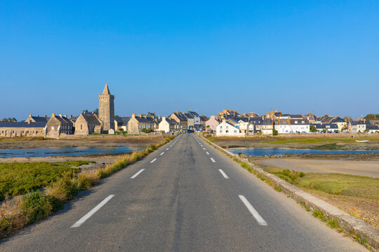 Village of Portbail-Sur-Mer , France, view from the Pont aux Treize Arches