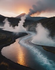Fototapeta premium a beautiful lanscape river in the fantastic nature with green
