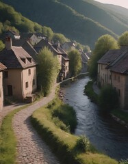 Fototapeta premium a beautiful lanscape river in the fantastic nature with green